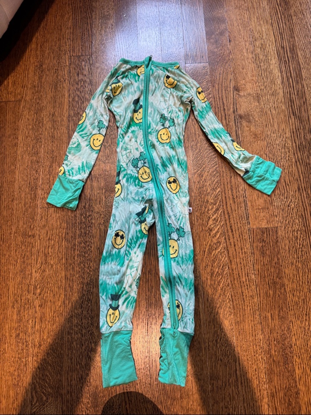 Green Pineapple-Print Kids Footed One-Piece Pajamas